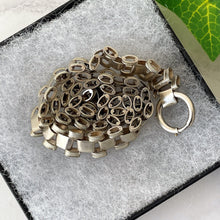 Cargar imagen en el visor de la galería, Antique Victorian Silver Book Chain Necklace. Aesthetic Sterling Silver Collar Necklace For Large Antique Lockets.
