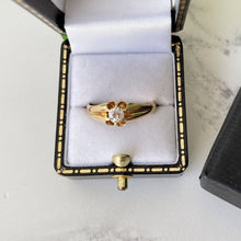 Cargar imagen en el visor de la galería, Victorian 18ct Gold & Diamond Belcher Ring, Hallmarked London 1897. Antique Old European Cut 0.25ct Diamond Solitaire Ring. Yellow Gold Ring