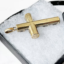 Cargar imagen en el visor de la galería, Antique Victorian Large Cross Pendant. Gold Engraved & Embossed Ivy Necklace Pendant. Antique Spiritual Christian Jewelry