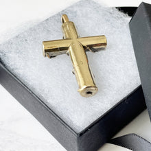 Cargar imagen en el visor de la galería, Antique Victorian Large Cross Pendant. Gold Engraved & Embossed Ivy Necklace Pendant. Antique Spiritual Christian Jewelry