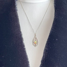 Cargar imagen en el visor de la galería, Art Nouveau Silver Abalone Shell Pendant Necklace. Antique Sterling Silver Arts & Crafts Necklace Pendant On Chain. Edwardian Necklace