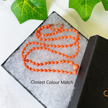 Cargar imagen en el visor de la galería, Antique Red Coral Graduated Bead Necklace. 1920s Salmon Pink Natural Mediterranean Coral Necklace, Hand Knotted, Gold Clasp, 16-1/2" 46cm