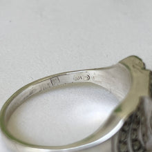 Cargar imagen en el visor de la galería, Art Deco 835 Silver Pave Set Marcasite Ring. 1930s Geometric Concave Band Style Ring. Vintage Cocktail Ring, Germany. Size 6 US/M UK/52 EU