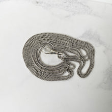 Cargar imagen en el visor de la galería, Antique Victorian Silver Guard Chain. Sterling Silver 60" Long Curb Chain & Large Dog Clip. Heavy Long Chain, Muff Chain, Sautoir Necklace