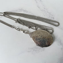 Cargar imagen en el visor de la galería, Antique Victorian Silver Guard Chain. Sterling Silver 60" Long Curb Chain & Large Dog Clip. Heavy Long Chain, Muff Chain, Sautoir Necklace