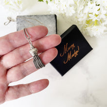Charger l'image dans la galerie, Antique Victorian Silver Tassel Pendant & Box Chain. Sterling Silver Albertina Charm With Foxtail Chain Dangles. Antique Fob Charm Pendant