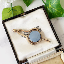 Charger l'image dans la galerie, Antique 9ct Gold Victorian Spinner Watch Key Fob. Large 9ct Rose Gold Key Pendant. Scottish White Chalcedony & Bloodstone Pocket Watch Fob