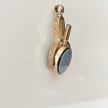 Charger l'image dans la galerie, Antique 9ct Gold Victorian Spinner Watch Key Fob. Large 9ct Rose Gold Key Pendant. Scottish White Chalcedony & Bloodstone Pocket Watch Fob