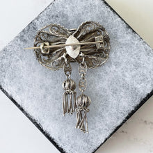 Cargar imagen en el visor de la galería, Antique 950 Silver Filigree Cannetille Ribbon Brooch