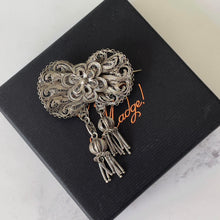 Cargar imagen en el visor de la galería, Antique 950 Silver Filigree Cannetille Ribbon Brooch