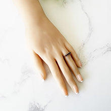 Charger l'image dans la galerie, Vintage 9ct Gold 5 Stone Bohemian Garnet Ring. English Edwardian Revival Half Hoop Ring. Antique Style Stacking/Pinky Ring US 4-1/2/UK I