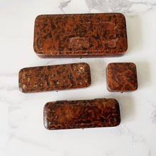Charger l'image dans la galerie, Four Retailers Antique Jewellery Boxes. British Victorian/Edwardian Tortoiseshell Leather Boxes. Antique Bracelet/Watch/Pendant/Necklace Box