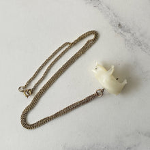Cargar imagen en el visor de la galería, Antique Victorian Pearl Pig Pendant On 12ct Gold Fill Chain. Carved Mother of Pearl Victorian Lucky Pig Charm. Good Luck Token Jewelry Gift