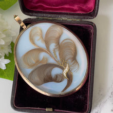 Load image into Gallery viewer, Antique Georgian 9ct Gold Miniature Portrait Locket With Hair Work. Large Gold Mourning/Sentimental Locket, Prince Of Wales Feathers, Pearls