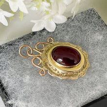 Lade das Bild in den Galerie-Viewer, Victorian Rhodolite Garnet 14ct Gold Pendant Locket. Antique Rose Pink Garnet Pendant With Locket Back Compartment. Secret Photo Locket