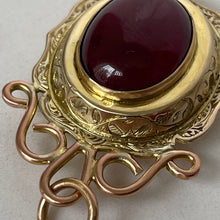 Lade das Bild in den Galerie-Viewer, Victorian Rhodolite Garnet 14ct Gold Pendant Locket. Antique Rose Pink Garnet Pendant With Locket Back Compartment. Secret Photo Locket