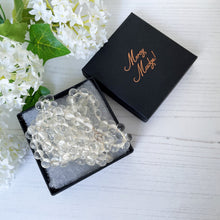 Cargar imagen en el visor de la galería, Antique Glass Bubble Bead Necklace. 1920s Art Deco 40 Inch Long Rope Necklace. Czech Clear Glass Teardrop Bead Necklace With Silver Clasp