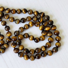 Charger l'image dans la galerie, Antique Tigers Eye Gemstone Bead Necklace. Art Deco 36" Long Rope Necklace. Over The Head Gemstone Necklace.