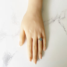 Cargar imagen en el visor de la galería, Georgian Pearl & Turquoise 18ct Gold Ring. Antique Cluster/Halo Ring. Georgian Rococo Daisy Flower Ring, Size UK O, US 7, EU 54