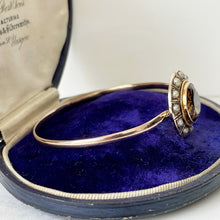 Cargar imagen en el visor de la galería, Antique Scottish Gold, Citrine & Pearl Bracelet Cuff. 9ct Gold Victorian Cairngorm Gemstone Bangle. Etruscan Revival Cuff Bracelet.