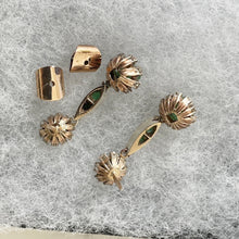 Charger l'image dans la galerie, Antique Victorian 15ct Gold Diamond & Emerald Earrings. Diamond Cluster Flower Earrings. Victorian Long Pendant Earrings