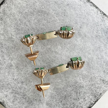 Charger l'image dans la galerie, Antique Victorian 15ct Gold Diamond & Emerald Earrings. Diamond Cluster Flower Earrings. Victorian Long Pendant Earrings