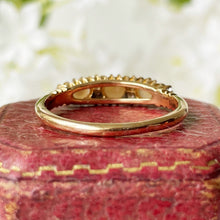 Cargar imagen en el visor de la galería, Antique Edwardian 18ct Gold Diamond Pearl Ring. Pearl Trilogy Ring. Antique Half Band Hoop Ring, Wedding, Engagement, Anniversary Ring