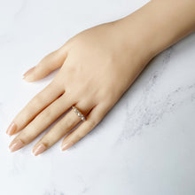 Cargar imagen en el visor de la galería, Antique Edwardian 18ct Gold Diamond Pearl Ring. Pearl Trilogy Ring. Antique Half Band Hoop Ring, Wedding, Engagement, Anniversary Ring