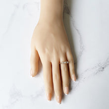 Cargar imagen en el visor de la galería, Antique Edwardian 18ct Gold Diamond Pearl Ring. Pearl Trilogy Ring. Antique Half Band Hoop Ring, Wedding, Engagement, Anniversary Ring