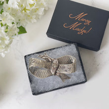 Load image into Gallery viewer, Rare Antique Victorian English Silver Bow Brooch. Henry Ellis 1847 Exeter Hallmarked Brooch, Patented Design, Combe Martin Silver Mine Devon