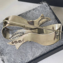 Load image into Gallery viewer, Rare Antique Victorian English Silver Bow Brooch. Henry Ellis 1847 Exeter Hallmarked Brooch, Patented Design, Combe Martin Silver Mine Devon