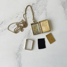Charger l'image dans la galerie, Victorian 9ct Engraved Gold Book Locket & Chain. Antique Gold, Enamelled Garter Belt Locket. Bible Locket With Hair/Photo Compartment