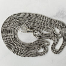 Cargar imagen en el visor de la galería, Antique Victorian Silver Guard Chain. Sterling Silver 60" Long Curb Chain & Large Dog Clip. Heavy Long Chain, Muff Chain, Sautoir Necklace