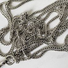Cargar imagen en el visor de la galería, Antique Victorian Silver Guard Chain. Sterling Silver 60" Long Curb Chain & Large Dog Clip. Heavy Long Chain, Muff Chain, Sautoir Necklace