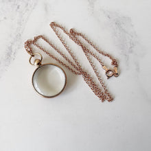 Cargar imagen en el visor de la galería, Victorian 9ct Gold Rock Crystal Locket. Antique Double Sided Photo Locket & Chain. Victorian Rolled Gold Pools Of Light Pendant Necklace