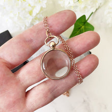 Cargar imagen en el visor de la galería, Victorian 9ct Gold Rock Crystal Locket. Antique Double Sided Photo Locket & Chain. Victorian Rolled Gold Pools Of Light Pendant Necklace
