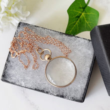 Cargar imagen en el visor de la galería, Victorian 9ct Gold Rock Crystal Locket. Antique Double Sided Photo Locket & Chain. Victorian Rolled Gold Pools Of Light Pendant Necklace