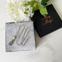 Charger l'image dans la galerie, Antique Victorian Silver Tassel Pendant & Box Chain. Sterling Silver Albertina Charm With Foxtail Chain Dangles. Antique Fob Charm Pendant