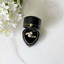 Cargar imagen en el visor de la galería, Vintage 14ct Gold Toi Et Moi CZ Diamond Ring & Heart Box. Gold Bypass Snake Ring. 2-Stone Engagement/Anniversary Ring, Size UK/M, US/6-1/4