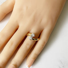 Cargar imagen en el visor de la galería, Vintage 14ct Gold Toi Et Moi CZ Diamond Ring & Heart Box. Gold Bypass Snake Ring. 2-Stone Engagement/Anniversary Ring, Size UK/M, US/6-1/4