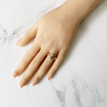 Cargar imagen en el visor de la galería, Vintage 14ct Gold Toi Et Moi CZ Diamond Ring & Heart Box. Gold Bypass Snake Ring. 2-Stone Engagement/Anniversary Ring, Size UK/M, US/6-1/4