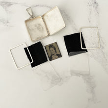 Charger l'image dans la galerie, Antique Victorian Sterling Silver & Gold Aesthetic Locket. Large Book Style Locket With Tintype Photo, British Registry Lozenge Mark, 1881