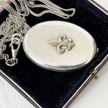 Charger l'image dans la galerie, Antique Edwardian Silver Locket Compact. Very Large Chatelaine Locket. Engraved Monogram. Layering Necklace Pendant With Mirror