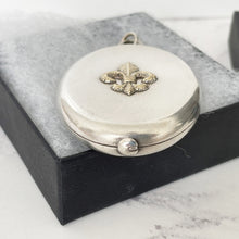 Charger l'image dans la galerie, Antique Edwardian Silver Locket Compact. Very Large Chatelaine Locket. Engraved Monogram. Layering Necklace Pendant With Mirror