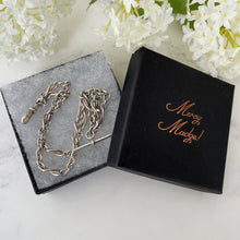 Cargar imagen en el visor de la galería, Victorian Scottish Silver Watch Chain Bracelet. Antique Lovers Knot Albertina Pocket Watch Chain, Castle Fob Charm, T-Bar, Dog Clip, c1883