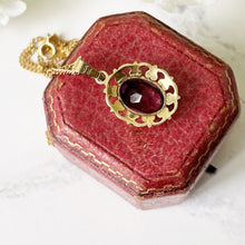 Charger l'image dans la galerie, Vintage 14ct Rolled Gold Amethyst Pendant and Chain. Victorian Style Paste Amethyst Pendant Necklace, Kordes & Lichtenfels Jewelry, Germany