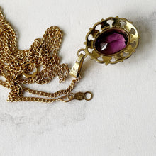 Charger l'image dans la galerie, Vintage 14ct Rolled Gold Amethyst Pendant and Chain. Victorian Style Paste Amethyst Pendant Necklace, Kordes & Lichtenfels Jewelry, Germany
