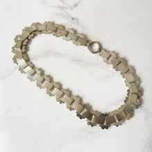 Cargar imagen en el visor de la galería, Victorian Sterling Silver Book Chain Necklace. Antique Wide Silver Collar Necklace, Large Bolt Ring. Antique Link Chain For Large Lockets.