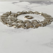 Cargar imagen en el visor de la galería, Victorian Sterling Silver Book Chain Necklace. Antique Wide Silver Collar Necklace, Large Bolt Ring. Antique Link Chain For Large Lockets.