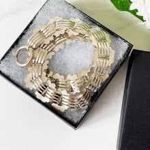 Cargar imagen en el visor de la galería, Victorian Sterling Silver Book Chain Necklace. Antique Wide Silver Collar Necklace, Large Bolt Ring. Antique Link Chain For Large Lockets.